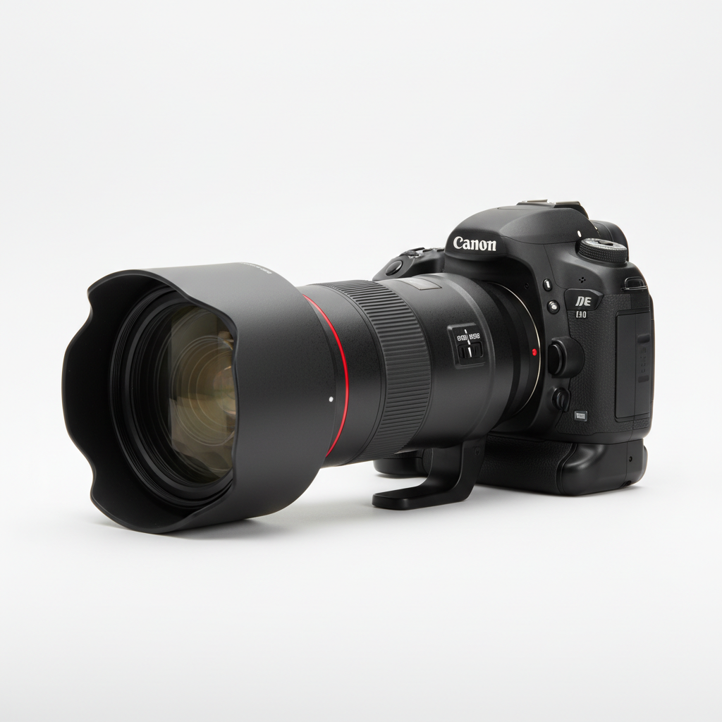 كاميرا DSLR احترافية مع عدسة تيليفوتو